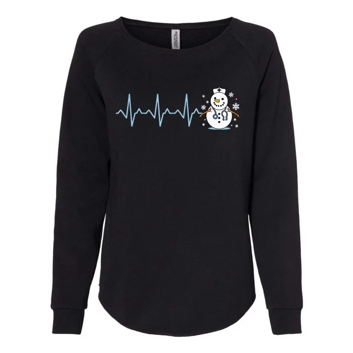 Heartbeat Nurse Snowman Nurse Christmas Womens California Wash Sweatshirt