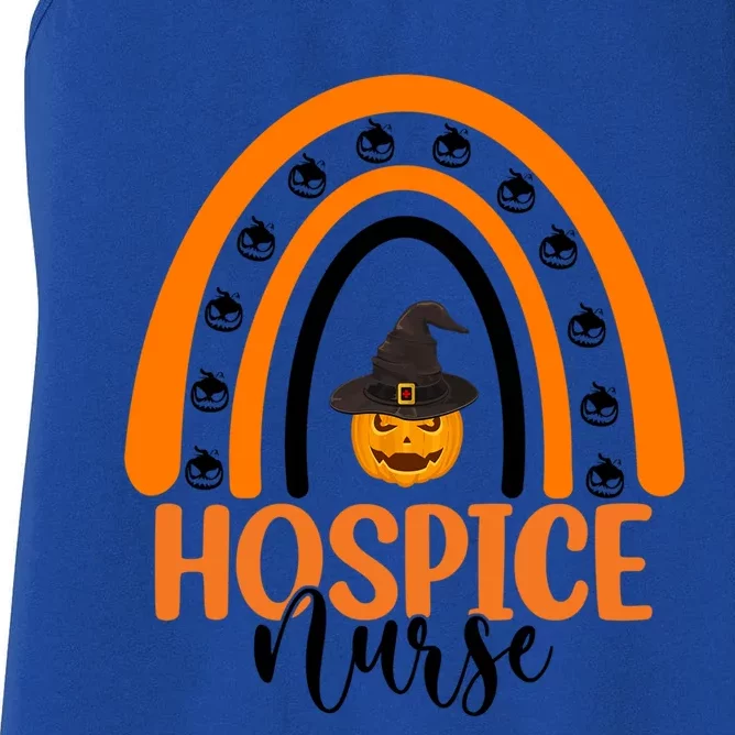 Hospice Nurse Spooky Halloween Pumpkin Rainbow Nursing Gift Women's Racerback Tank