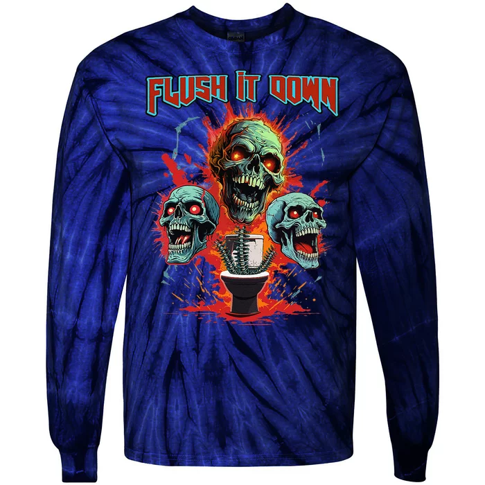 Horror Night Scary Skeletons The Halloween Horror Story Tie-Dye Long Sleeve Shirt