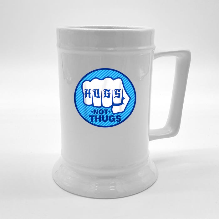 HUGS NOT THUGS Front & Back Beer Stein