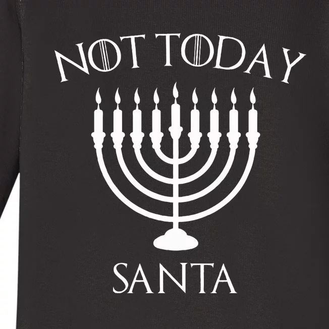 Hanukkah Not Today Santa Jewish Menorah Festival Of Lights Baby Long Sleeve Bodysuit