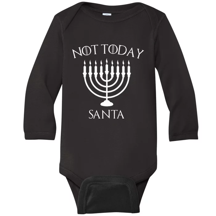 Hanukkah Not Today Santa Jewish Menorah Festival Of Lights Baby Long Sleeve Bodysuit