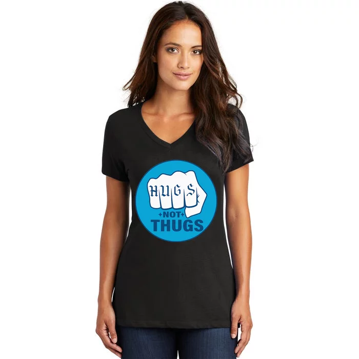 Hugs Not Thugs Women's V-Neck T-Shirt