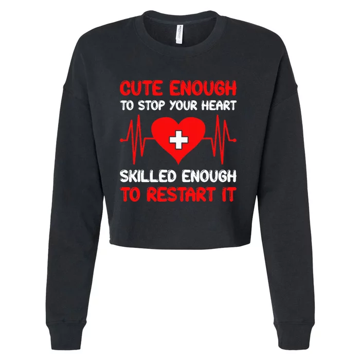 hilarious nurse text Cropped Pullover Crew