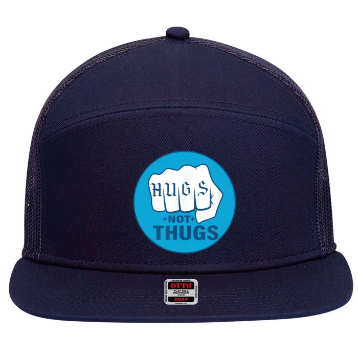 HUGS NOT THUGS 7 Panel Mesh Trucker Snapback Hat