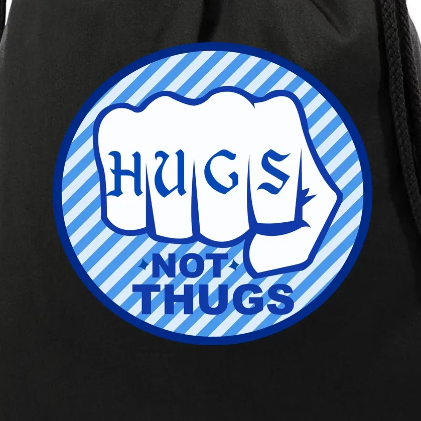 HUGS NOT THUGS Drawstring Bag