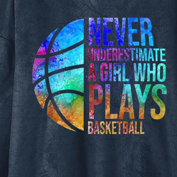 Hoops Never Underestimate A Who Plays Basketball. Hooded Wearable Blanket