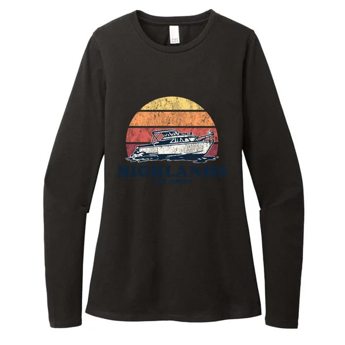 Highlands Nj Vintage Boating 70s Retro Boat Design Meaningful Gift Womens CVC Long Sleeve Shirt