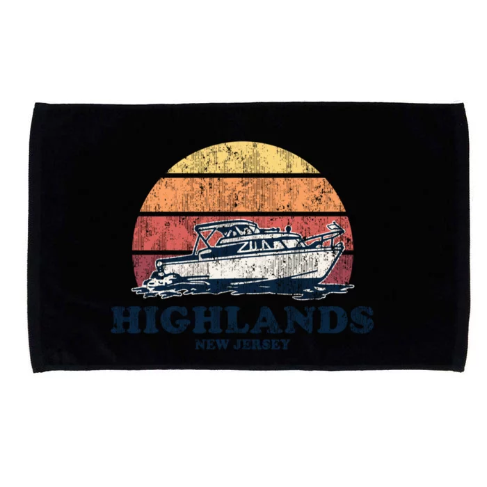 Highlands Nj Vintage Boating 70s Retro Boat Design Meaningful Gift Microfiber Hand Towel