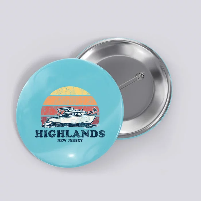 Highlands Nj Vintage Boating 70s Retro Boat Design Meaningful Gift Button