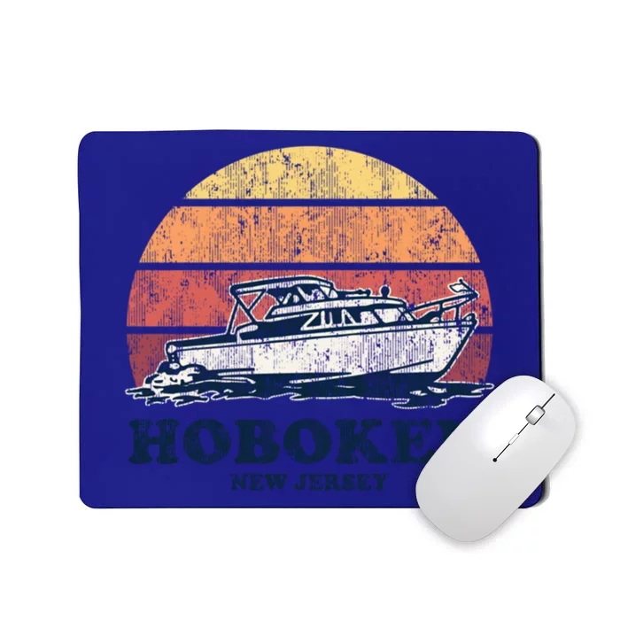 Hoboken Nj Vintage Boating 70s Retro Boat Design Gift Mousepad