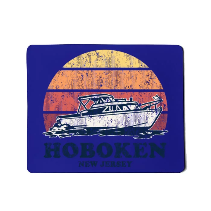 Hoboken Nj Vintage Boating 70s Retro Boat Design Gift Mousepad