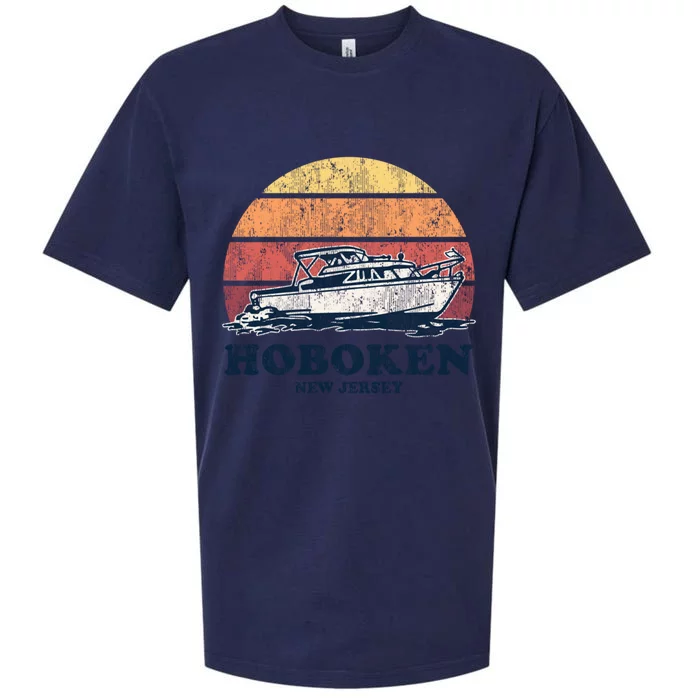 Hoboken Nj Vintage Boating 70s Retro Boat Design Gift Sueded Cloud Jersey T-Shirt