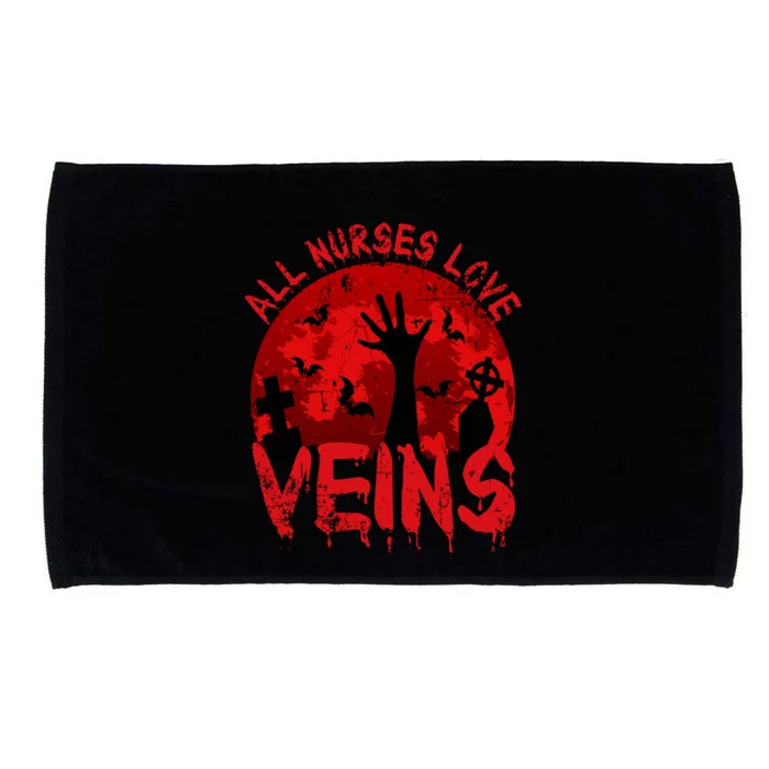 Halloween Nurse Vampire Zombie All Nurses Love Veins Cute Gift Microfiber Hand Towel