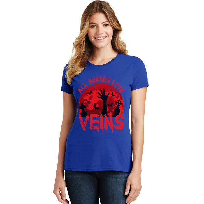 Halloween Nurse Vampire Zombie All Nurses Love Veins Cute Gift Women's T-Shirt