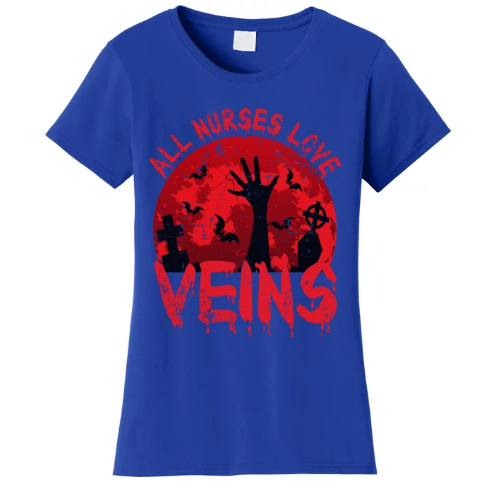 Halloween Nurse Vampire Zombie All Nurses Love Veins Cute Gift Women's T-Shirt