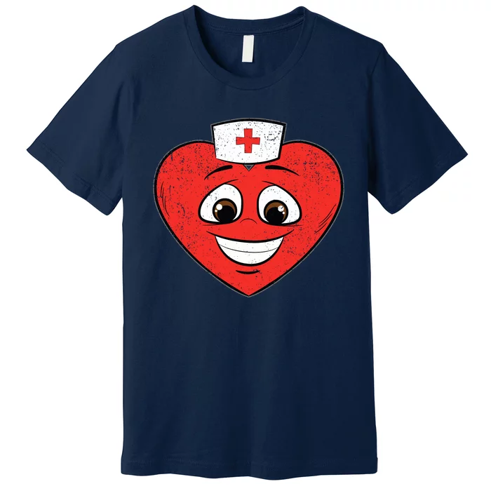 Heart Nurse Valentines Day Cute Rn Lpn Nursing Students Premium T-Shirt