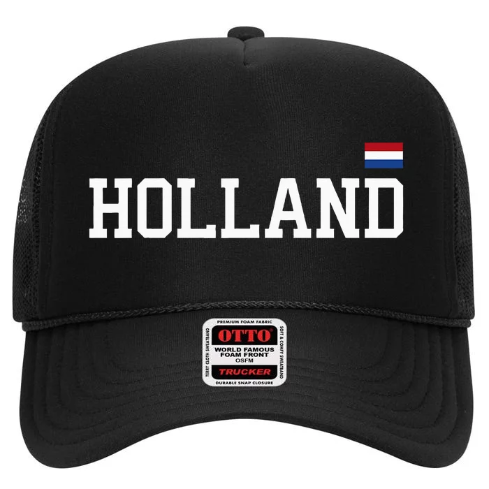 Holland Netherlands Women Dutch Flag Orange High Crown Mesh Trucker Hat