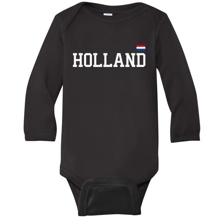 Holland Netherlands Women Dutch Flag Orange Baby Long Sleeve Bodysuit