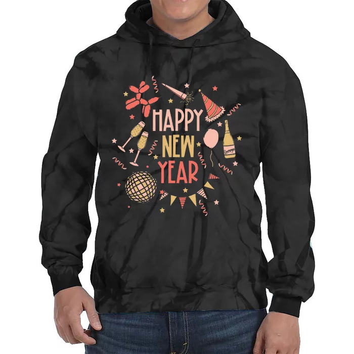 Happy New Year NYE Party 2024 Funny New Years Eve Confetti Tie Dye Hoodie