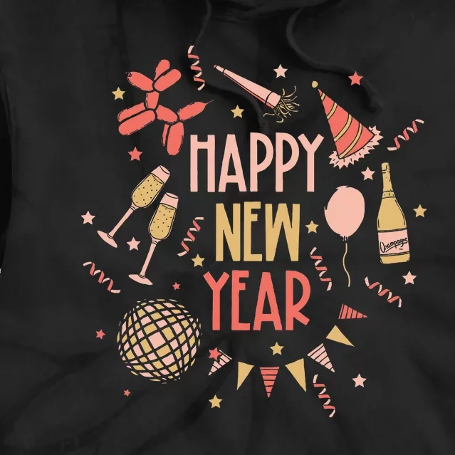 Happy New Year NYE Party 2024 Funny New Years Eve Confetti Tie Dye Hoodie