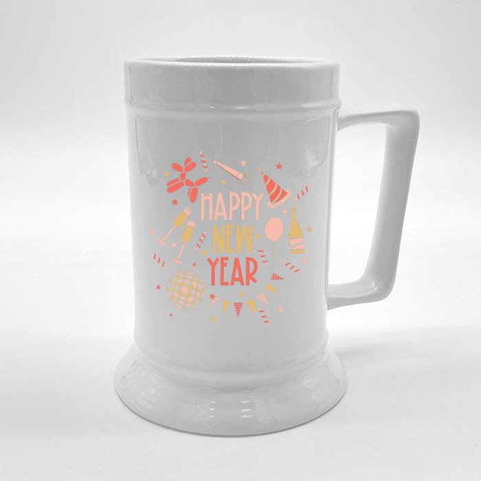 Happy New Year NYE Party 2024 Funny New Years Eve Confetti Front & Back Beer Stein