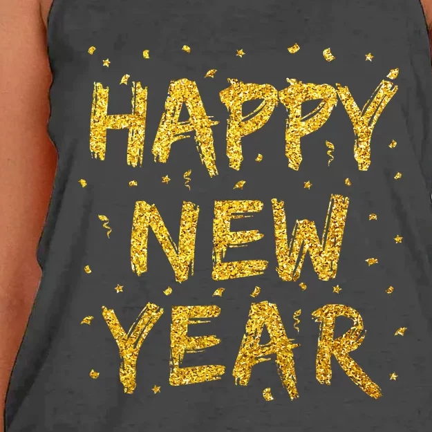 Happy New Year NYE Party 2024 Funny New Years Eve Confetti Women's Knotted Racerback Tank