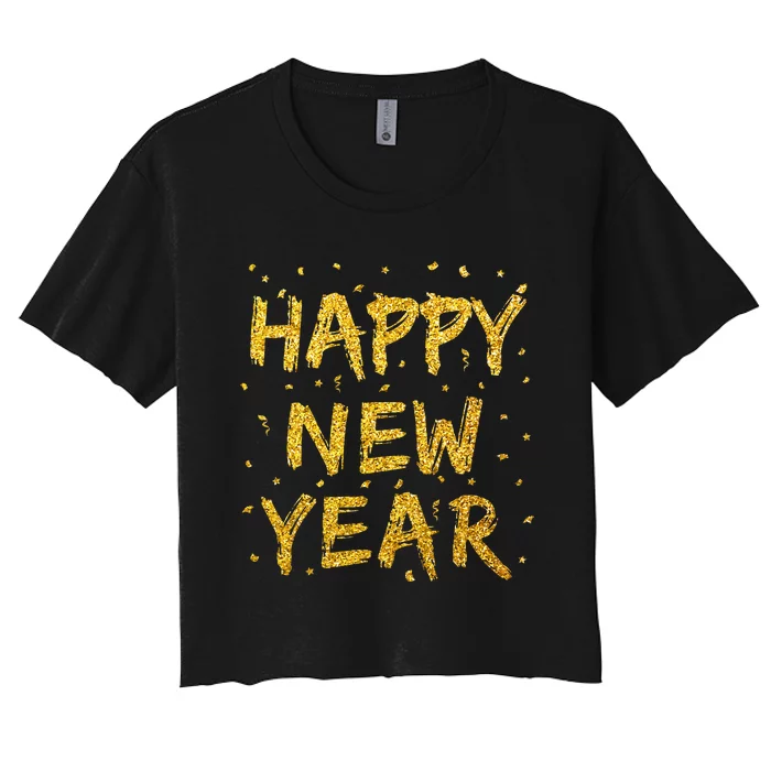 Happy New Year NYE Party 2024 Funny New Years Eve Confetti Women's Crop Top Tee