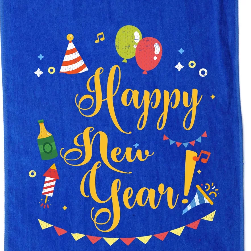 Happy New Year Celebration Balloons Gift Platinum Collection Golf Towel