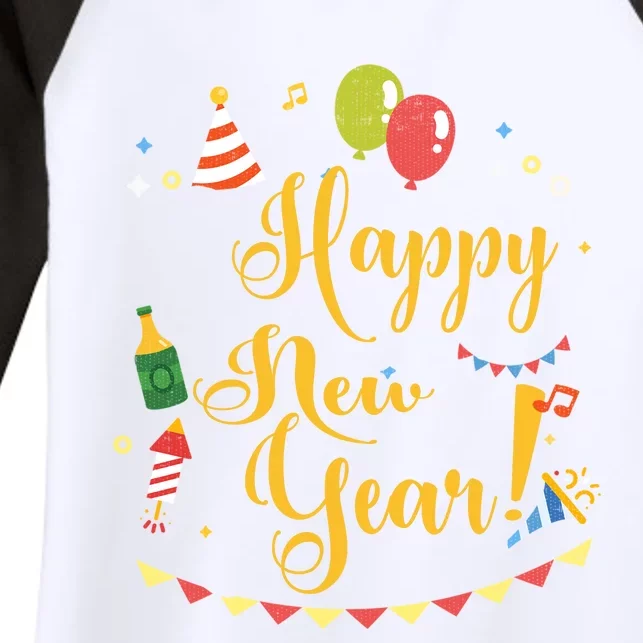 Happy New Year Celebration Balloons Gift Women's Tri-Blend 3/4-Sleeve Raglan Shirt