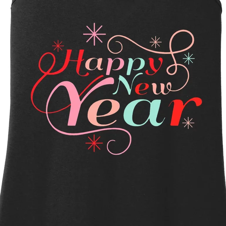 Happy New Year Party Funny New Year's Eve Groovy Ladies Essential Tank