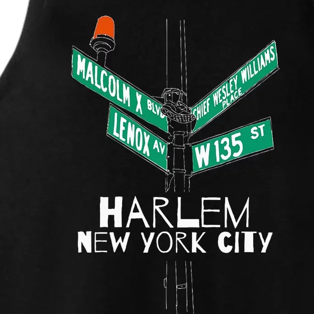 Harlem New York City Street Sign Ladies Tri-Blend Wicking Tank