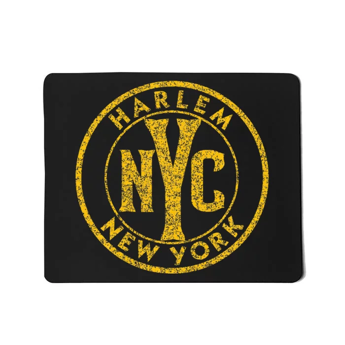 Harlem New York Nyc Circle Sign Distressed Amber Print Mousepad