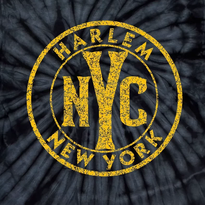 Harlem New York Nyc Circle Sign Distressed Amber Print Tie-Dye T-Shirt