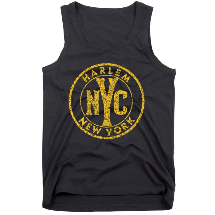 Harlem New York Nyc Circle Sign Distressed Amber Print Tank Top