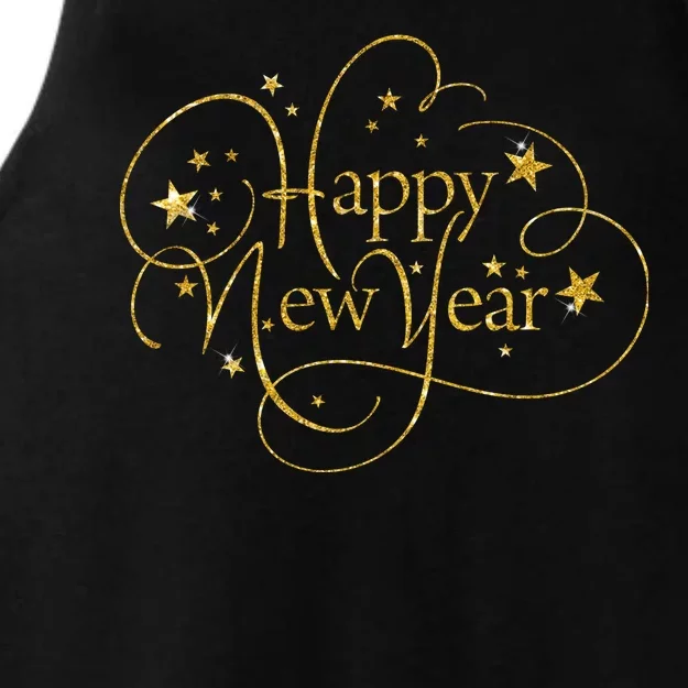 Happy New Years Golden Logo Ladies Tri-Blend Wicking Tank