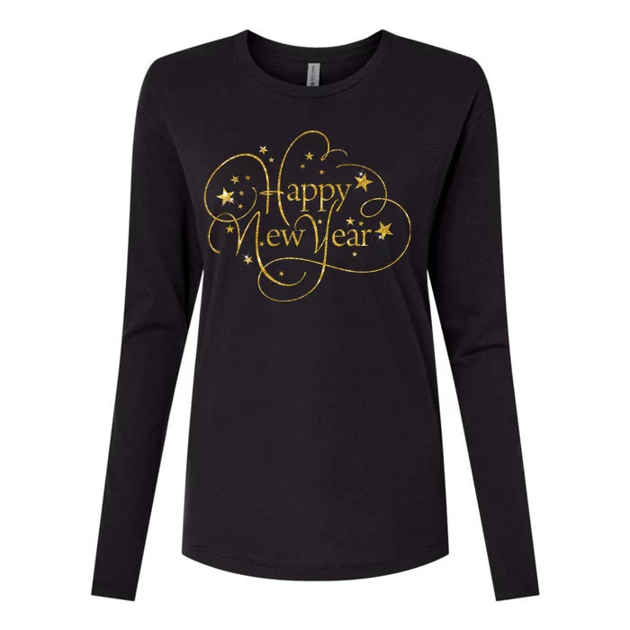 Happy New Years Golden Logo Womens Cotton Relaxed Long Sleeve T-Shirt