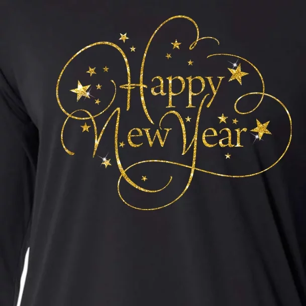 Happy New Years Golden Logo Cooling Performance Long Sleeve Crew