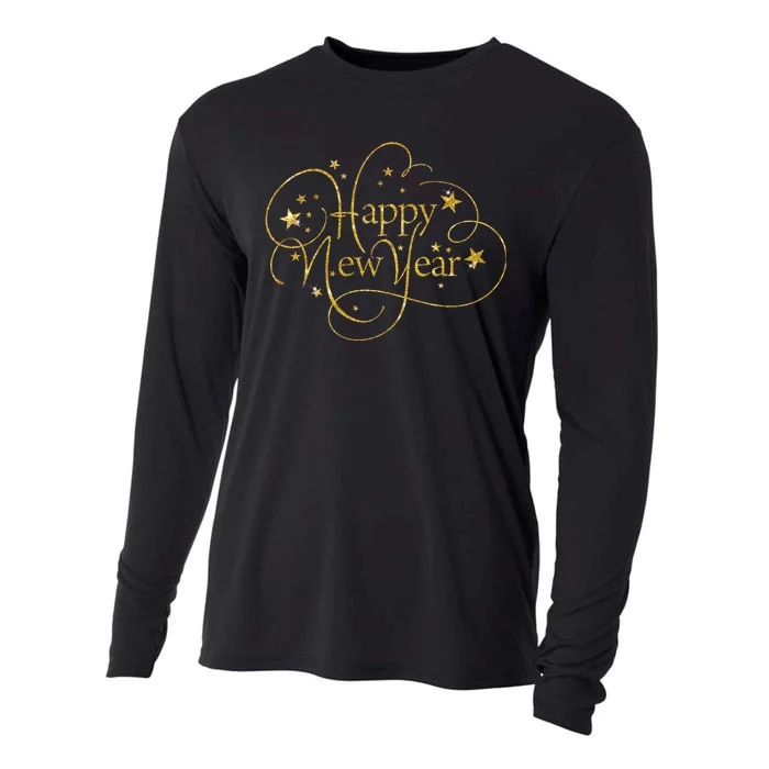 Happy New Years Golden Logo Cooling Performance Long Sleeve Crew