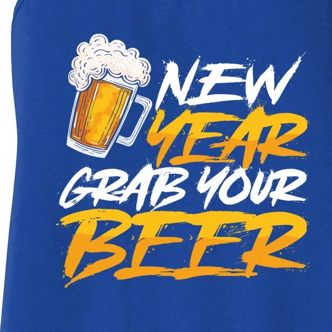 Happy New Year Grab Your Beer Funny New Years Eve Party Funny Gift Women's Racerback Tank