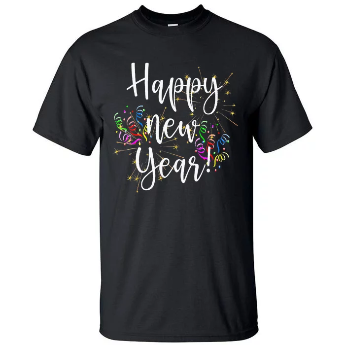 Happy New Year Day Eve Party Fireworks Confetti Costume Tall T-Shirt