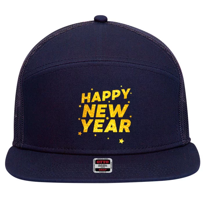 Happy New Year Gift 7 Panel Mesh Trucker Snapback Hat