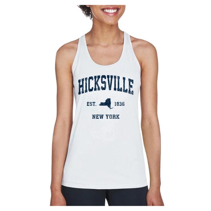 Hicksville New York Ny Vintage Athletic Women's Racerback Tank