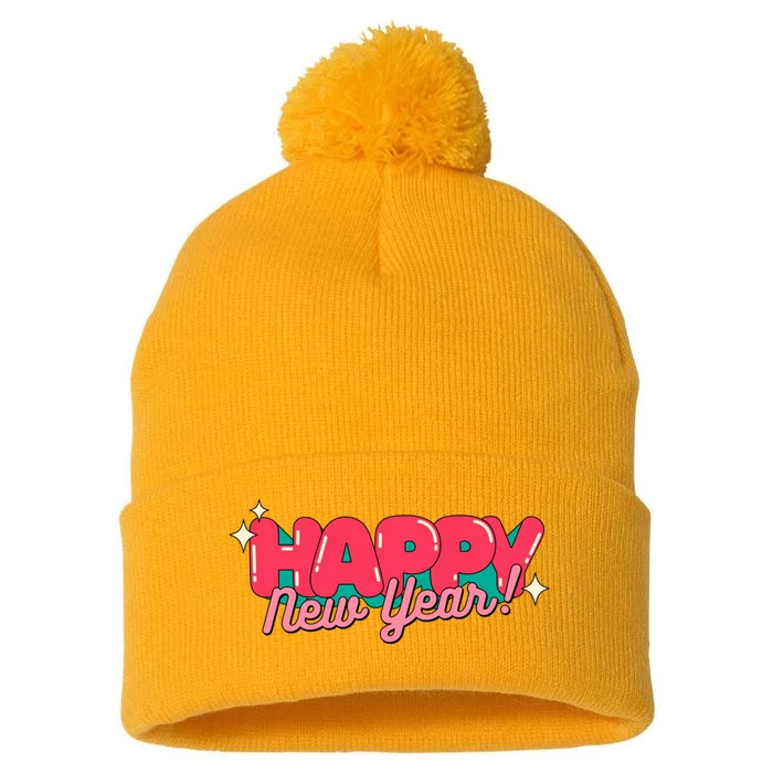 Happy New Year Pom Pom 12in Knit Beanie