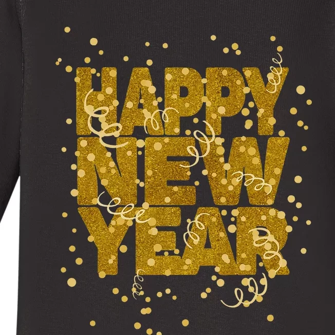 Happy New Year NYE Party  Funny New Years Eve Confetti Baby Long Sleeve Bodysuit