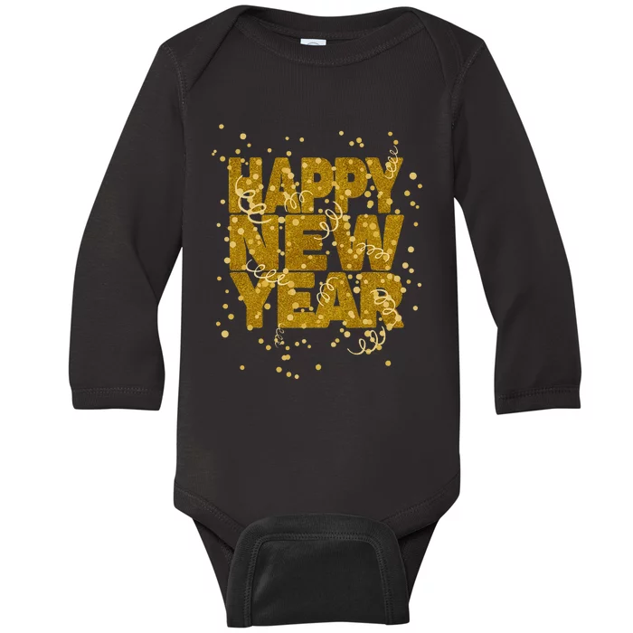 Happy New Year NYE Party  Funny New Years Eve Confetti Baby Long Sleeve Bodysuit