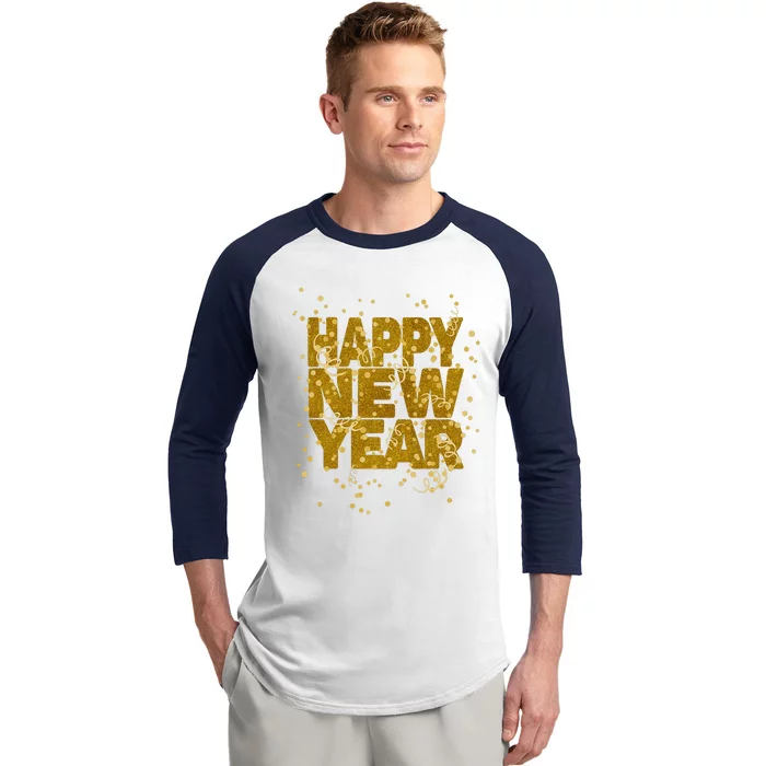 Happy New Year NYE Party  Funny New Years Eve Confetti Baseball Sleeve Shirt