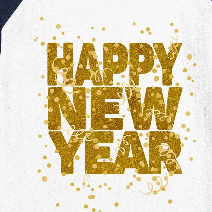 Happy New Year NYE Party  Funny New Years Eve Confetti Baseball Sleeve Shirt