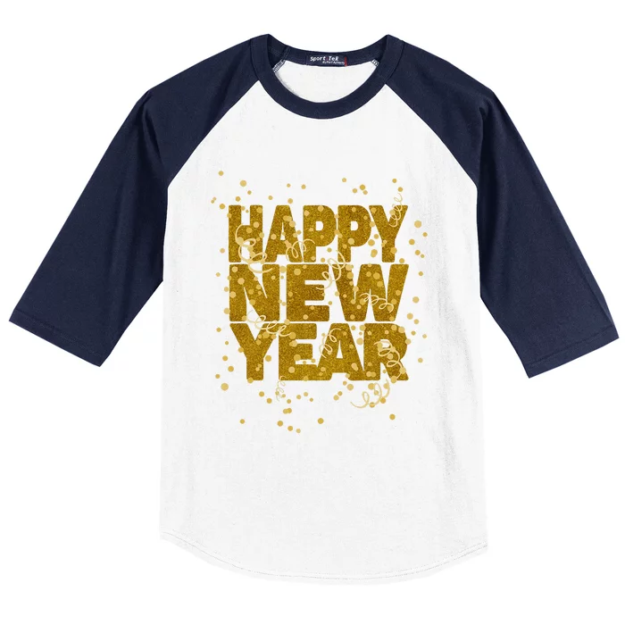 Happy New Year NYE Party  Funny New Years Eve Confetti Baseball Sleeve Shirt