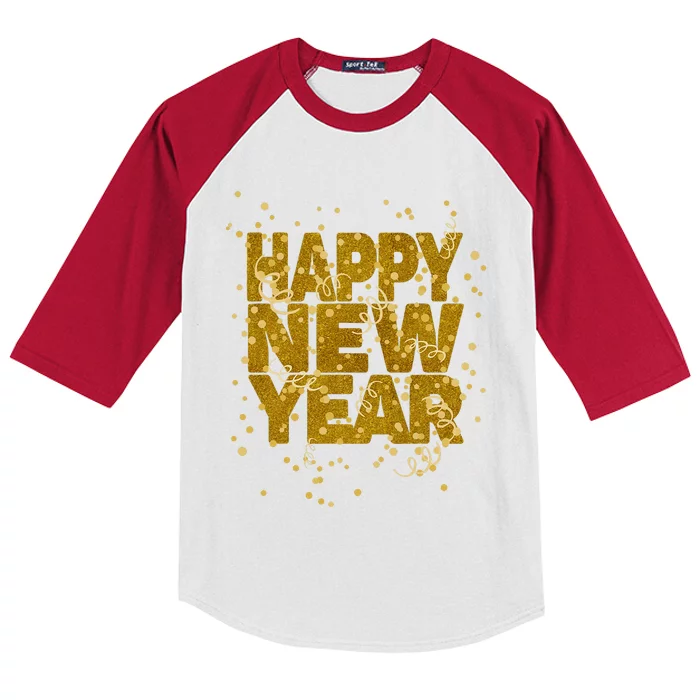 Happy New Year NYE Party  Funny New Years Eve Confetti Kids Colorblock Raglan Jersey